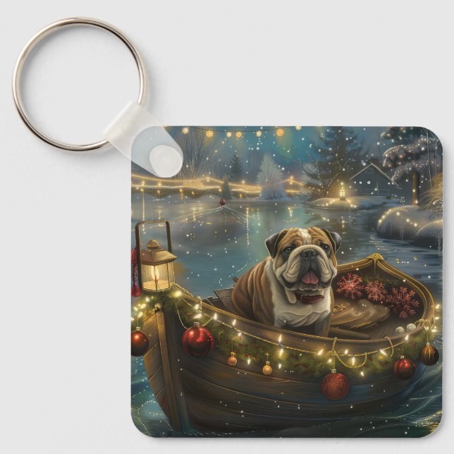 Bulldog Christmas Festive Voyage Keychain (Front)