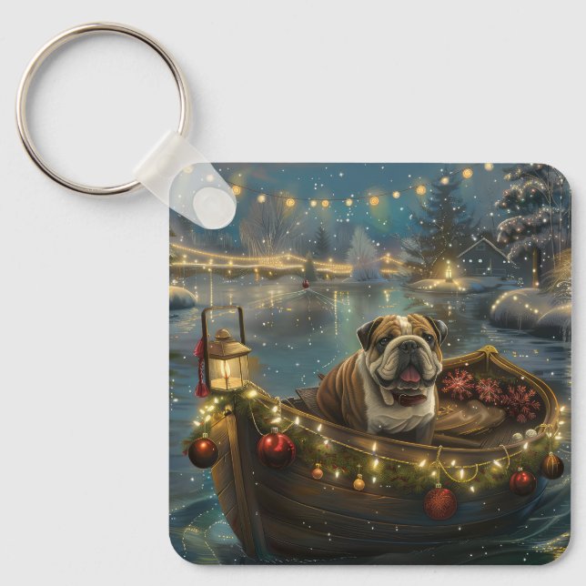 Bulldog Christmas Festive Voyage Keychain (Front)