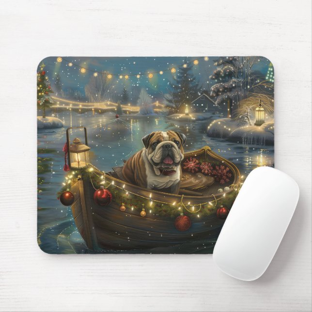 Bulldog Christmas Festive Voyage Mouse Pad (With Mouse)