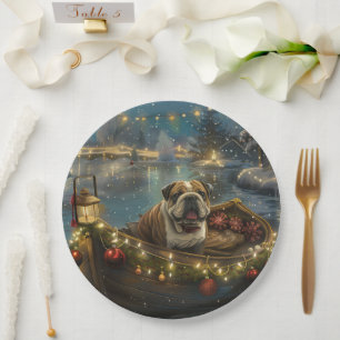 Bulldog Christmas Festive Voyage Paper Plate