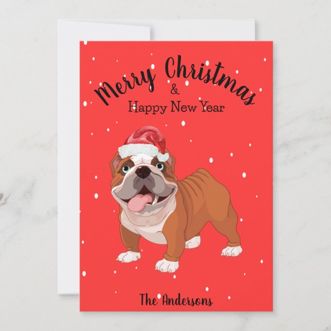 Bulldog Christmas Holiday Card (Front)