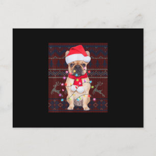 Bulldog Christmas Lights Ugly Sweater Dog Lover Holiday Postcard