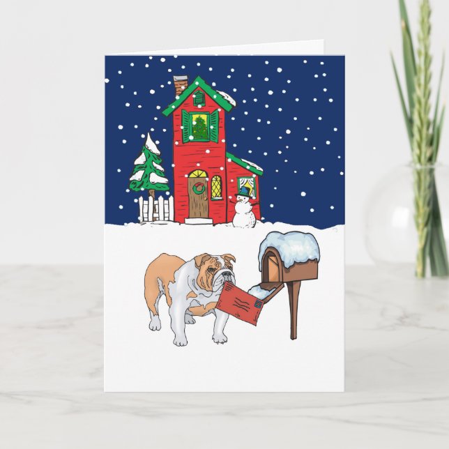 Bulldog Christmas Mail Holiday Card (Front)
