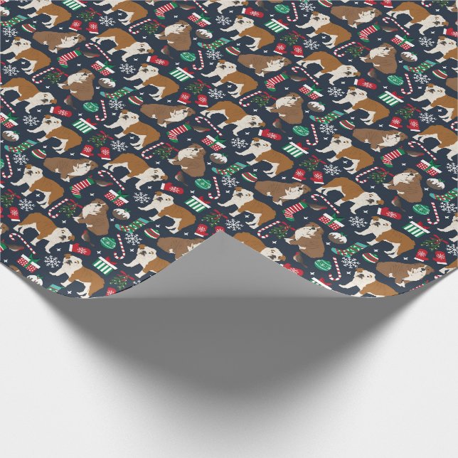Bulldog Christmas pet dog Wrapping Paper (Corner)