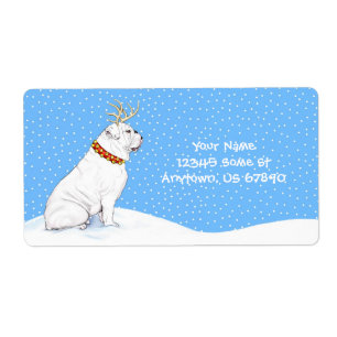 Bulldog Christmas Reindeer White