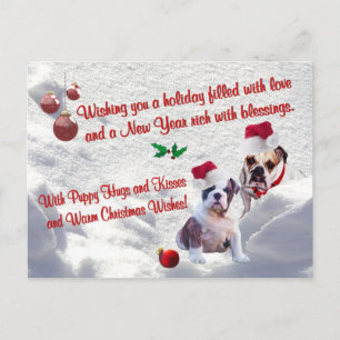 Bulldog Christmas Snow Scene Postcard