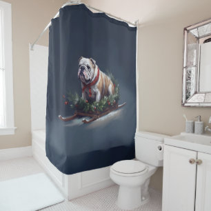 Bulldog Christmas snow winter
