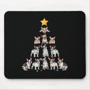 Bulldog Christmas Tree Frenchie Dog Xmas Pjs Pajam Mouse Pad