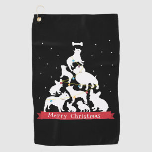 Bulldog Christmas Tree Golf Towel