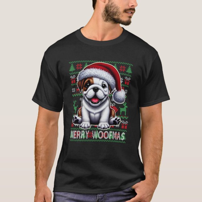 Bulldog Christmas Ugly Sweater Funny Dog Love Swea (Front)
