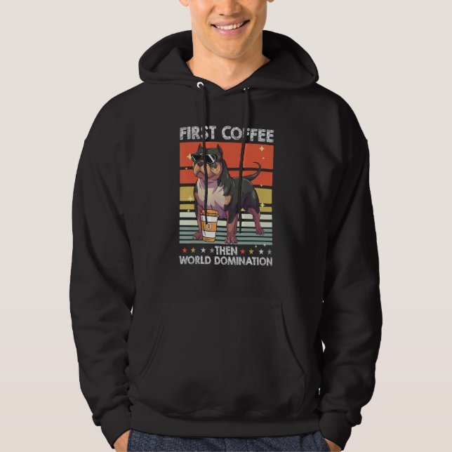 Bulldog Coffee Breed Dog   Pet American Bully Hoodie (Front)
