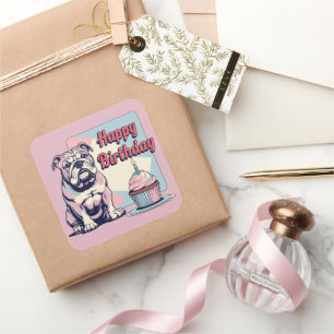 Bulldog Colourful  Square Sticker