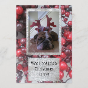 Bulldog comme fête de Noël des rennes Invitations