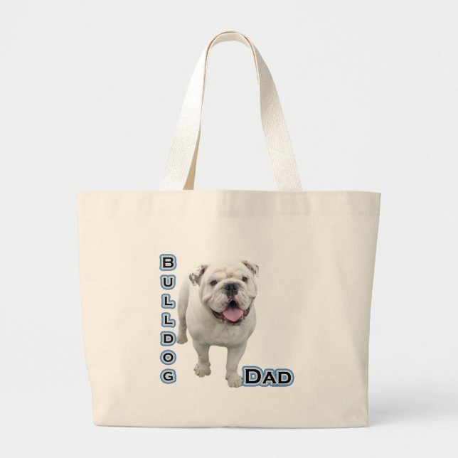 Bulldog Dad 4 Large Tote Bag (Front)