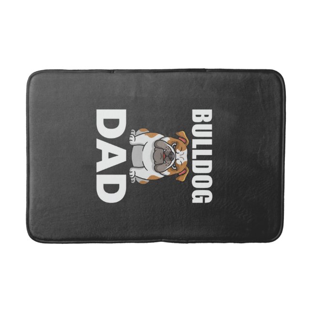 Bulldog Dad Cartoon Dog Lover Bath Mat (Front)