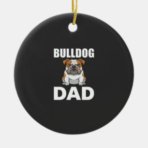 Bulldog Dad Cartoon Dog Lover Ceramic Ornament