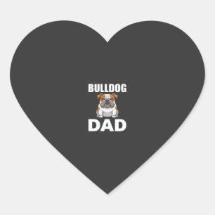 Bulldog Dad Cartoon Dog Lover Heart Sticker