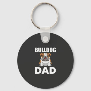 Bulldog Dad Cartoon Dog Lover Keychain
