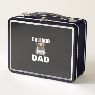 Bulldog Dad Cartoon Dog Lover Metal Lunch Box