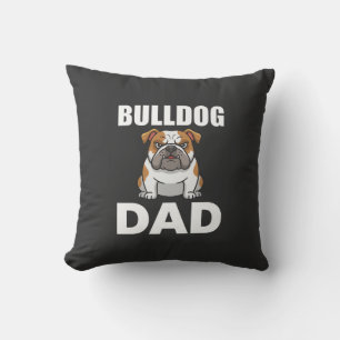 Bulldog Dad Cartoon Dog Lover Throw Pillow