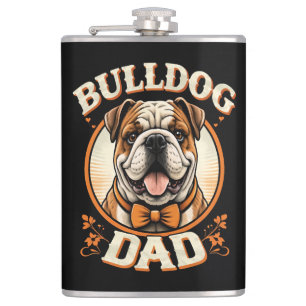 bulldog dad – cute vintage bulldog father’s day hip flask