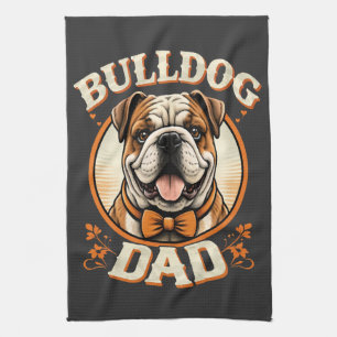 bulldog dad – cute vintage bulldog father’s day kitchen towel