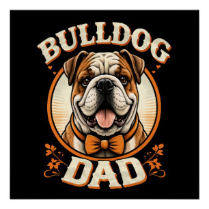 Bulldog Dad – Cute Vintage Bulldog Father’s Day Poster