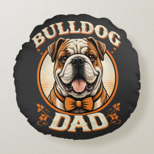 Bulldog Dad – Cute Vintage Bulldog Father’s Day Round Pillow