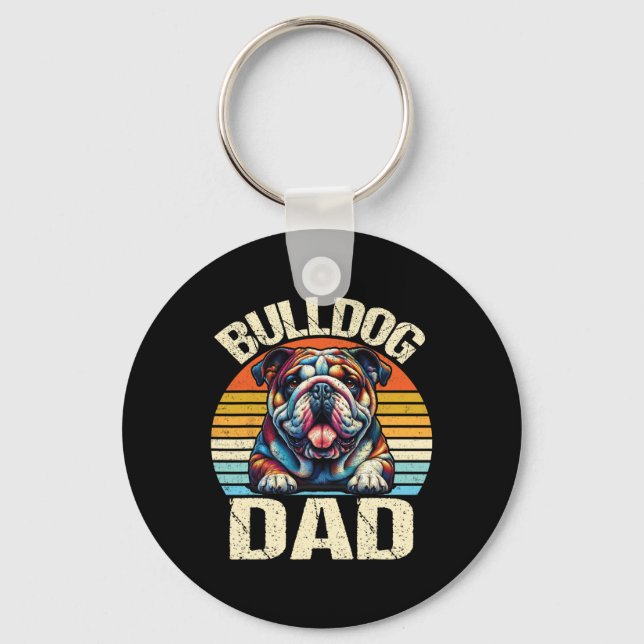 Bulldog Dad Dog Lovers Daddy Father's Day  Keychain (Front)