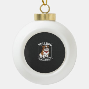 Bulldog Dad Dog Sunglasses Bandana Ceramic Ball Christmas Ornament
