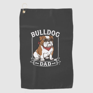 Bulldog Dad Dog Sunglasses Bandana Golf Towel