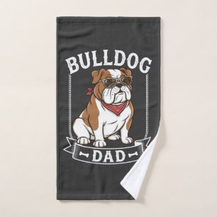 Bulldog Dad Dog Sunglasses Bandana Hand Towel