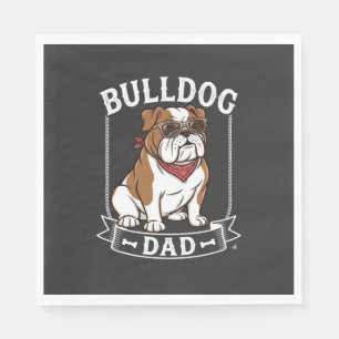 Bulldog Dad Dog Sunglasses Bandana Napkin