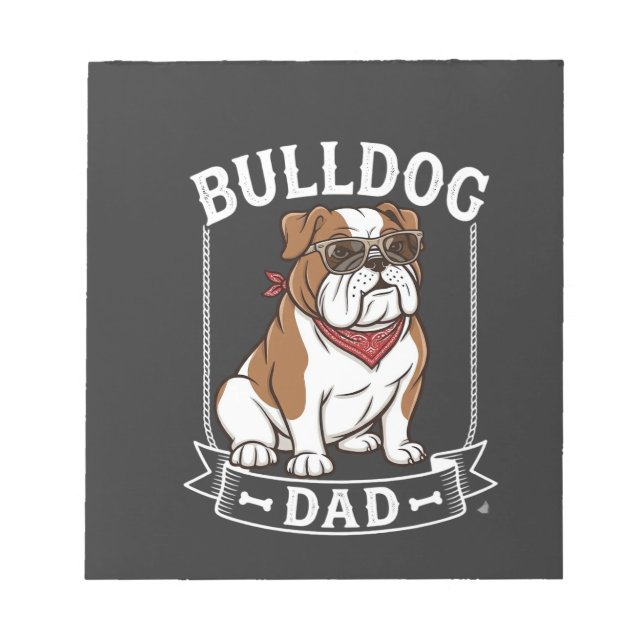Bulldog Dad Dog Sunglasses Bandana Notepad (Front)