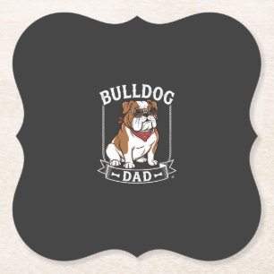 Bulldog Dad Dog Sunglasses Bandana Paper Coaster