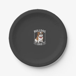 Bulldog Dad Dog Sunglasses Bandana Paper Plate