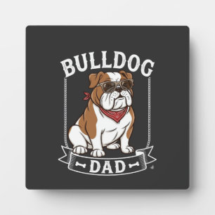 Bulldog Dad Dog Sunglasses Bandana Plaque
