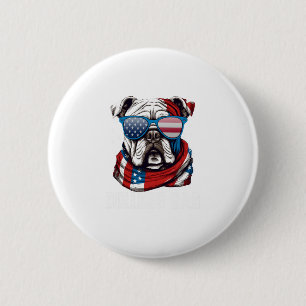 Bulldog Dad Usa Flag 4th Of July Dog Father 2 Inch Round Button