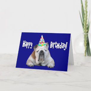 Bulldog dans une carte d'anniversaire Casquette