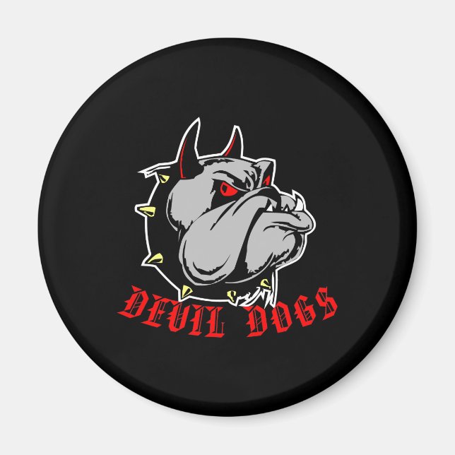Bulldog Devil Dogs Black Magnet (Front)