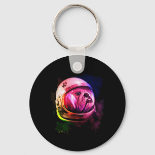 Bulldog Dog Astronaut Spacemen  Keychain