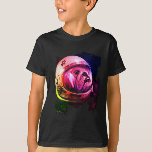 Bulldog Dog Astronaut Spacemen  T-Shirt