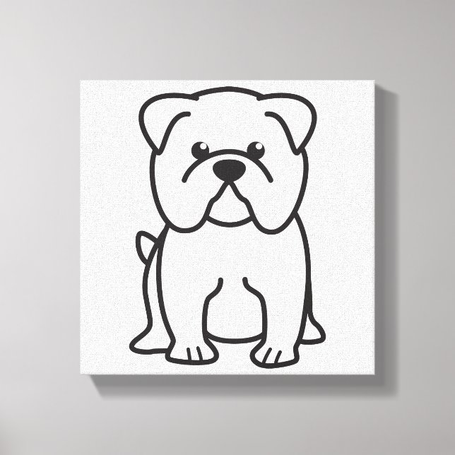 Bulldog Dog Cartoon Canvas Print (Front)