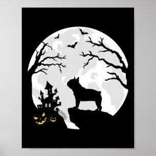 Bulldog Dog In The Moon Halloween Costume Men Wome Poster