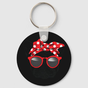 Bulldog Dog Mom Bandana Sunglasses Mother's Day Keychain