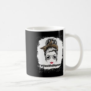 Bulldog Dog Mom Bleached Messy Bun Leopard Women Coffee Mug