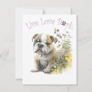 Bulldog Dog Mom Floral Card