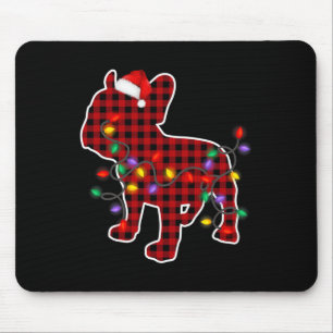 Bulldog Dog Santa Hat Christmas Pyjamas Xmas Light Mouse Pad