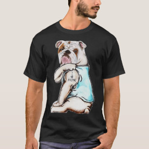 Bulldog Dog Tattoo I Love Mom Mother's Day Lover T-Shirt