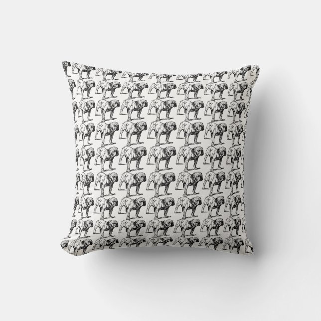 Bulldog Dog Throw Pillow (Front)